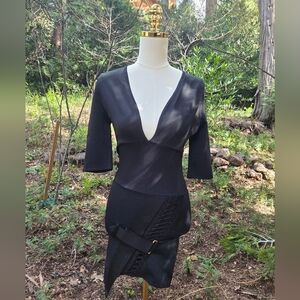 Alexandre Vauthier Elegant Black Deep V-Neck Dress